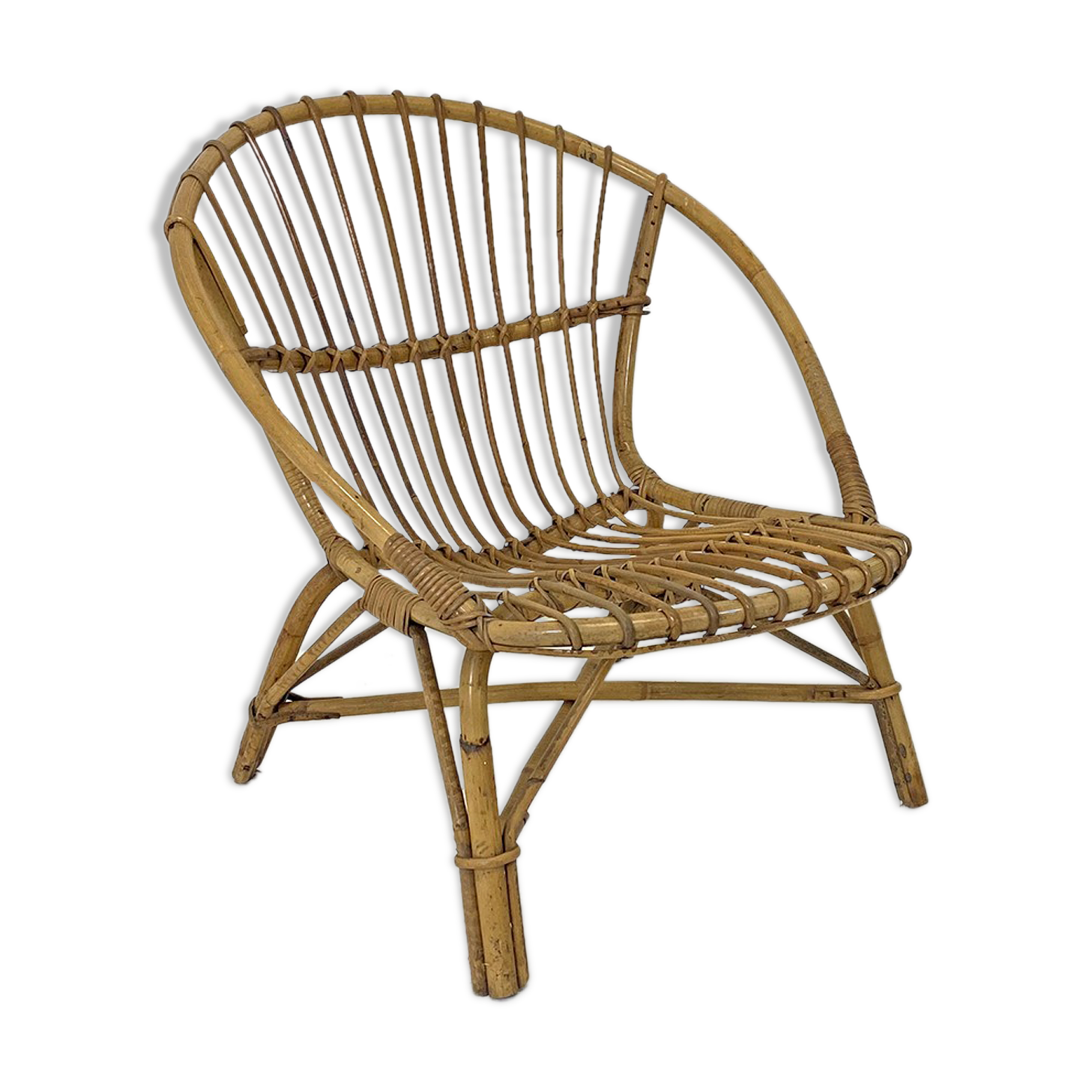 Rattan shell armchair