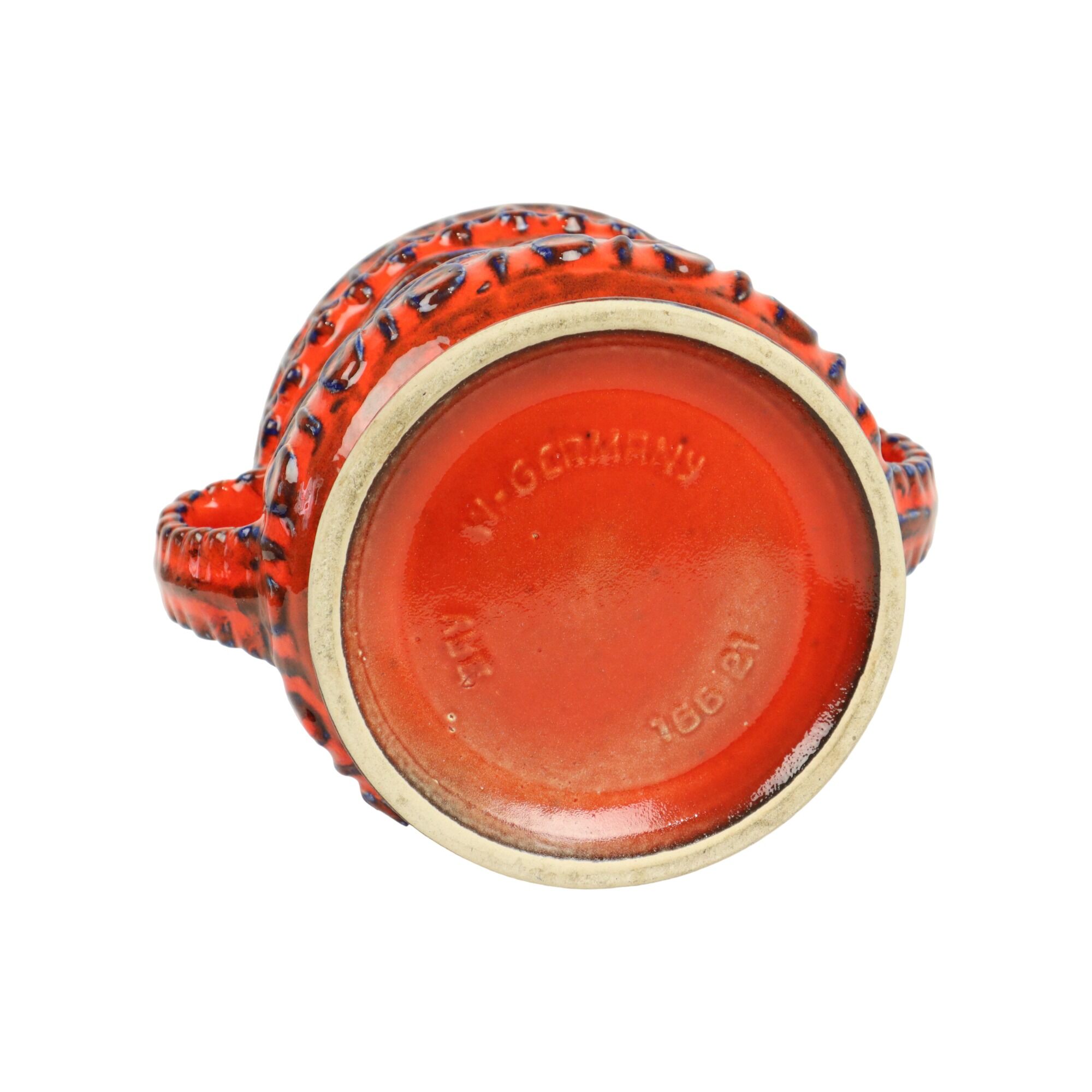 Bay Bodo Mans Red Blue Flowerpot West Germany Pottery Vase 166-21