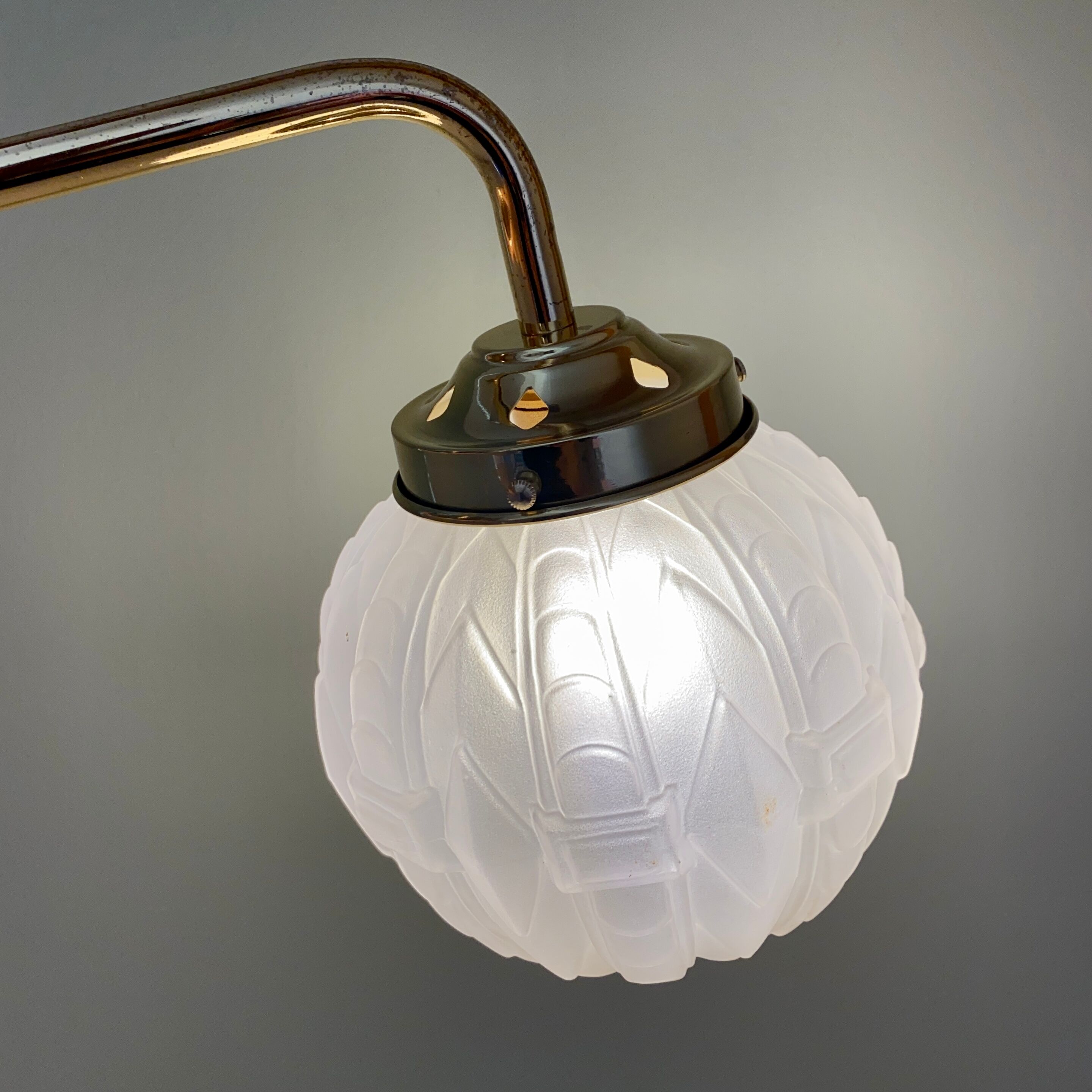 Vintage art deco glass globe elbow lamp