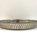 Grand plateau traditionnel oriental en métal argenté