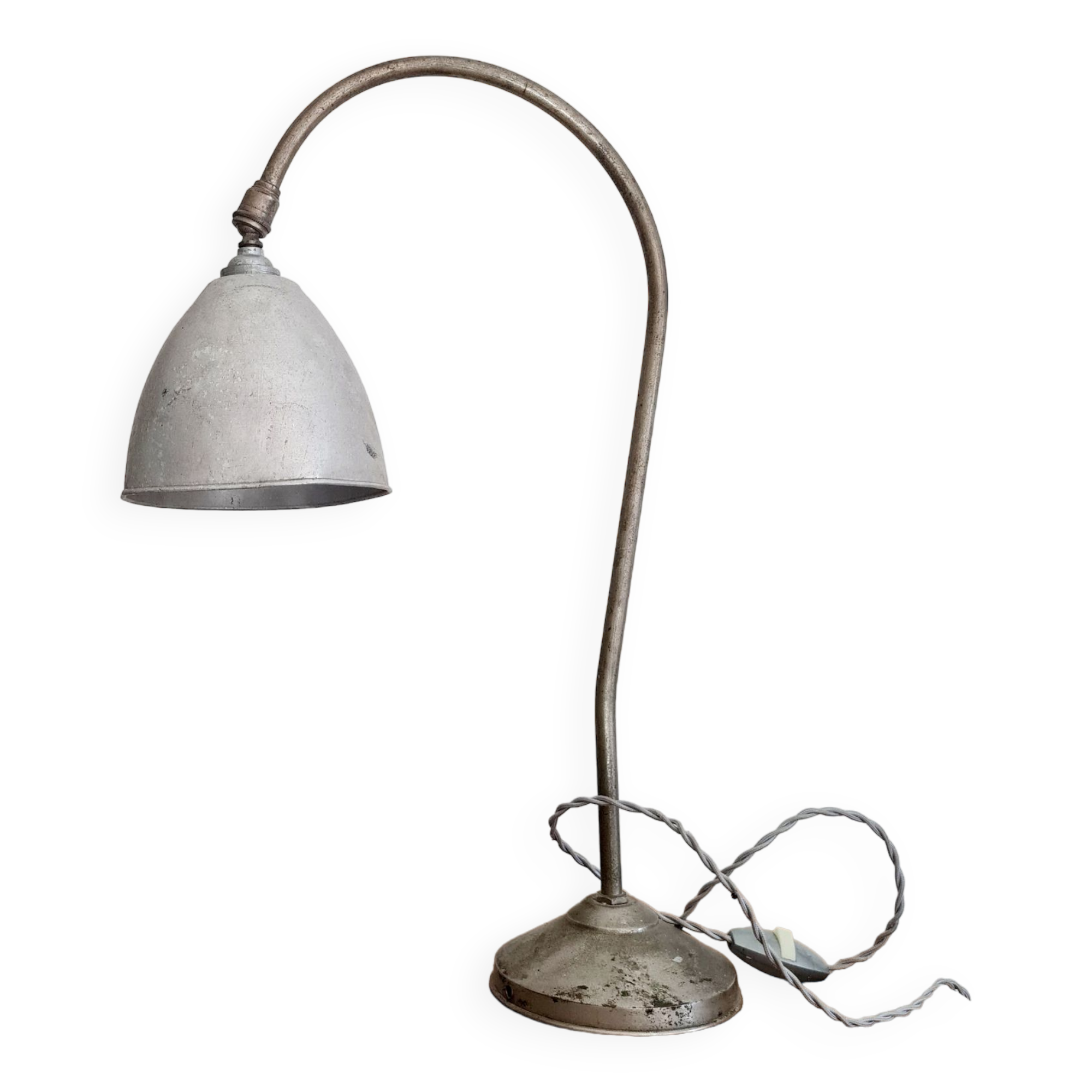 Antique angled metal lamp