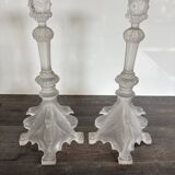 Pair of antique candlesticks Val Saint Lambert - Griffin model