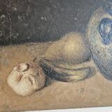 Ancient painting oil on wood "The table"