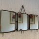 Miroir vintage 1910 triptyque barbier Art Déco armée - 24 x 51 cm