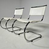 Set of 6 white cantilever dining chairs MR10 by Mies van der Rohe for Thonet, 1980s.