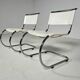 Set of 6 white cantilever dining chairs MR10 by Mies van der Rohe for Thonet, 1980s.