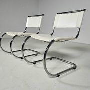 Set of 6 white cantilever dining chairs MR10 by Mies van der Rohe for Thonet, 1980s.