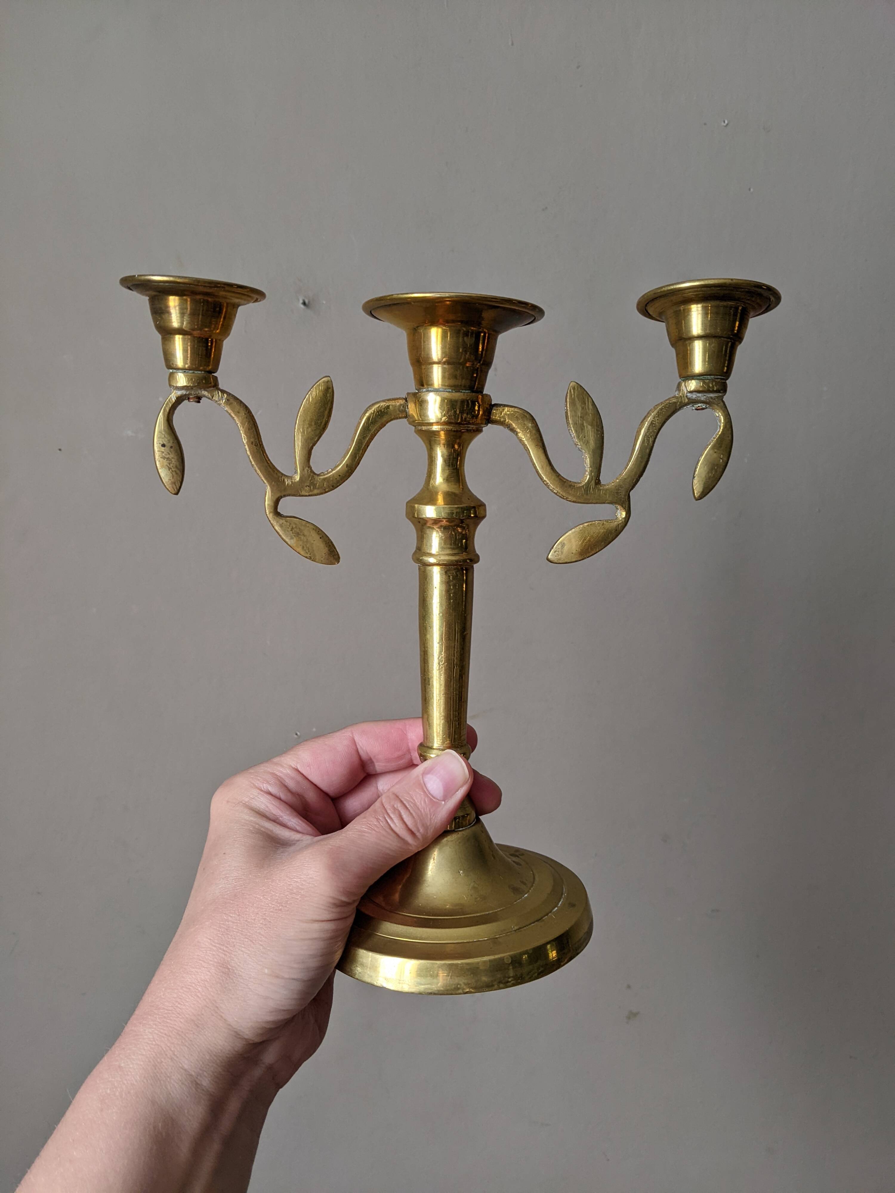 Pair of vintage bohemian country candlestick holders