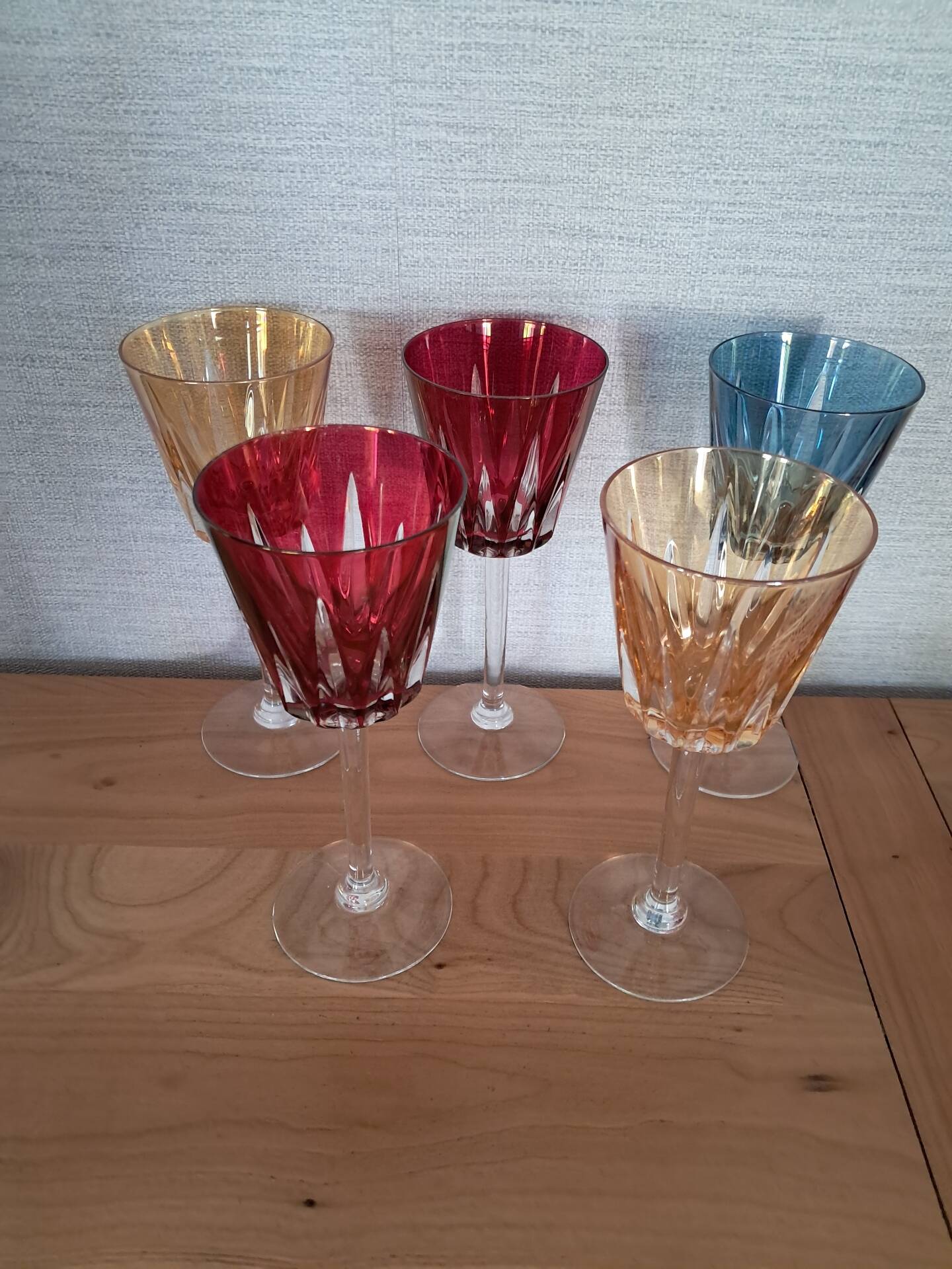 5 verres en cristal de Fains les source de la Meuse