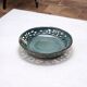 Very large handcrafted openwork stoneware dish Ø 36 cm – Turquoise blue glaze