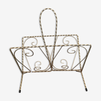 Gold wrought iron magazine holder