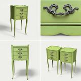 Pair of Louis XV style khaki bedside tables