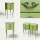 Pair of khaki bedside tables in Louis XV style