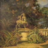 Italian landscape painting in Impressionist style from 20th century