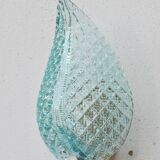 Set of 2 Rare Wall light Blue Jewel Murano Glass Leave by Barovier e Toso, 1950s