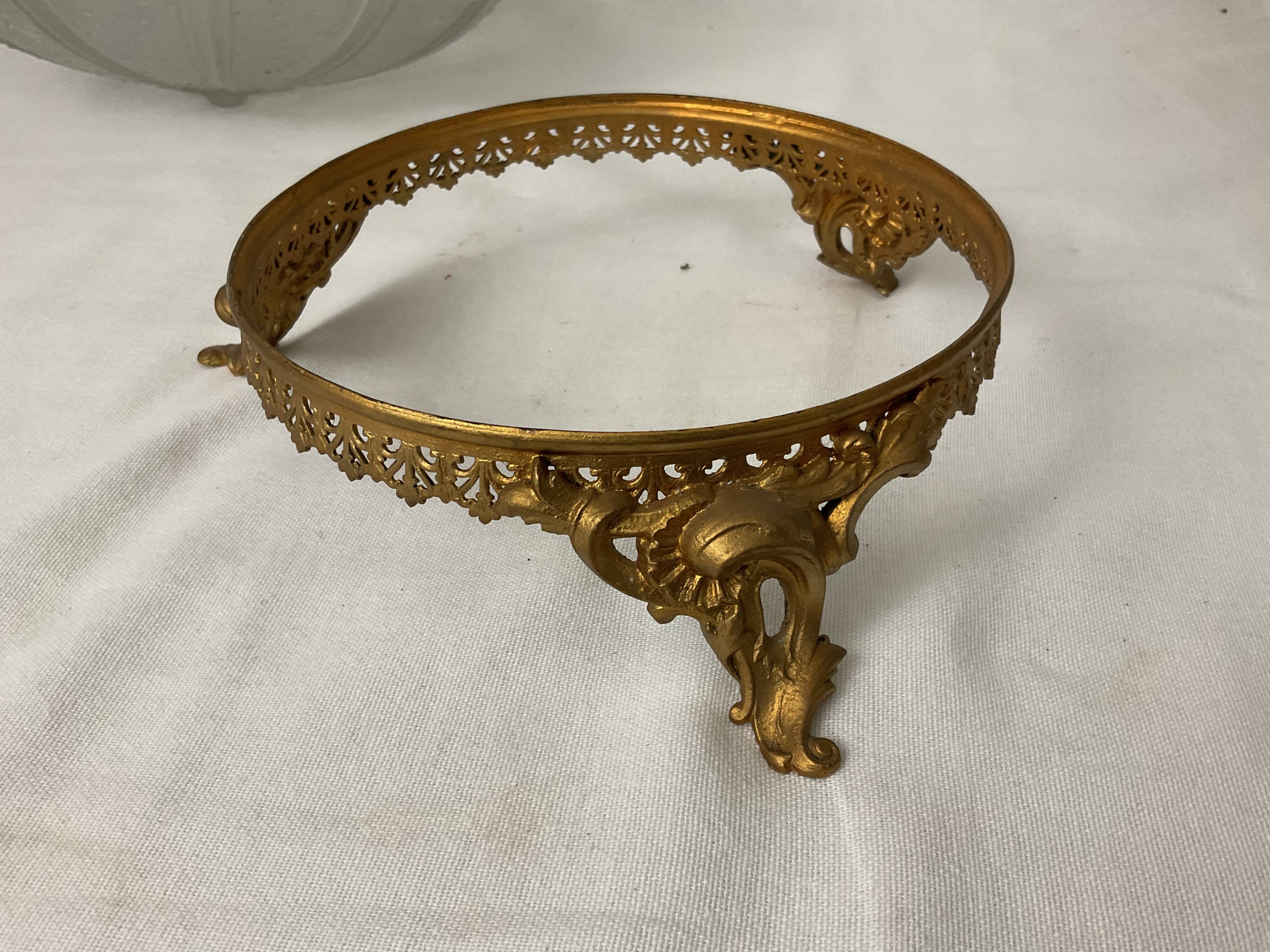 Fruit cup centerpiece in frosted glass and art nouveau art deco bronze signed Muller frères