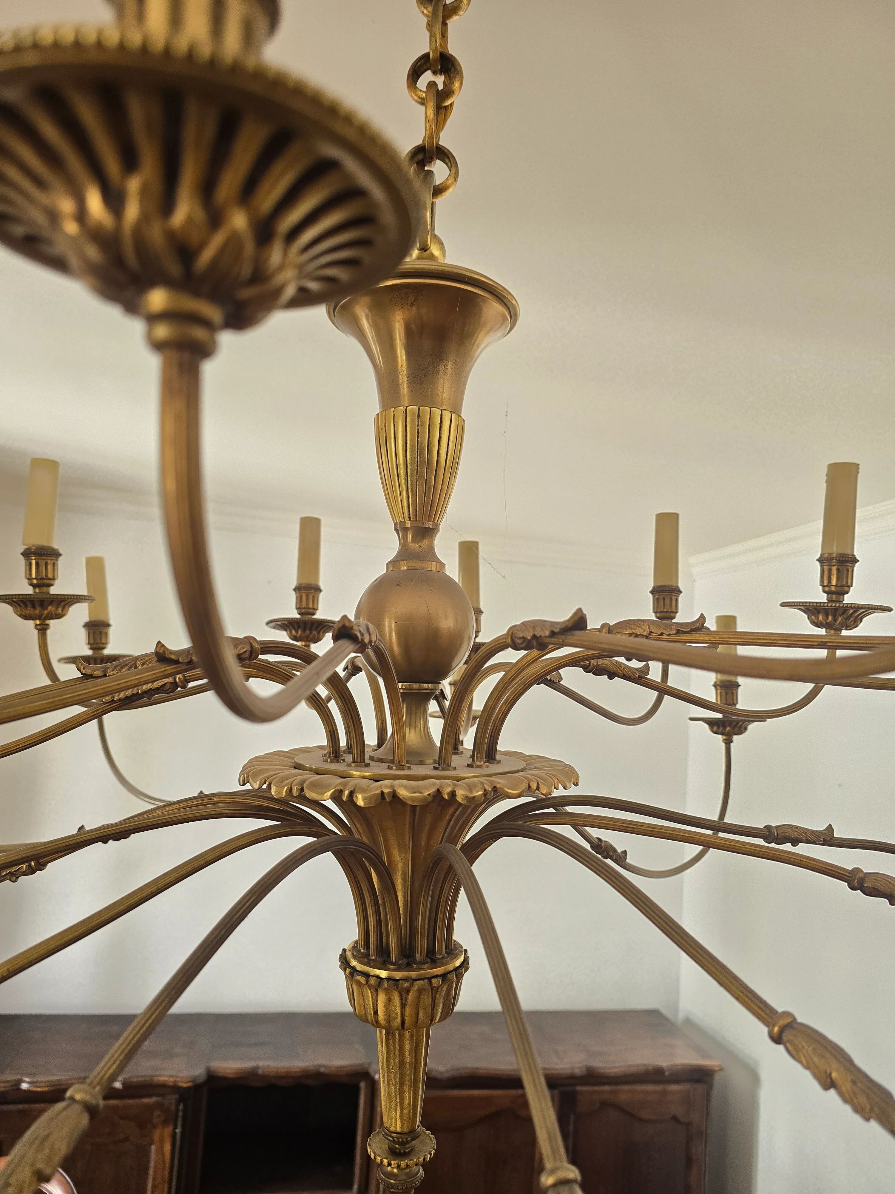 Large solid brass chandelier with 24 lights