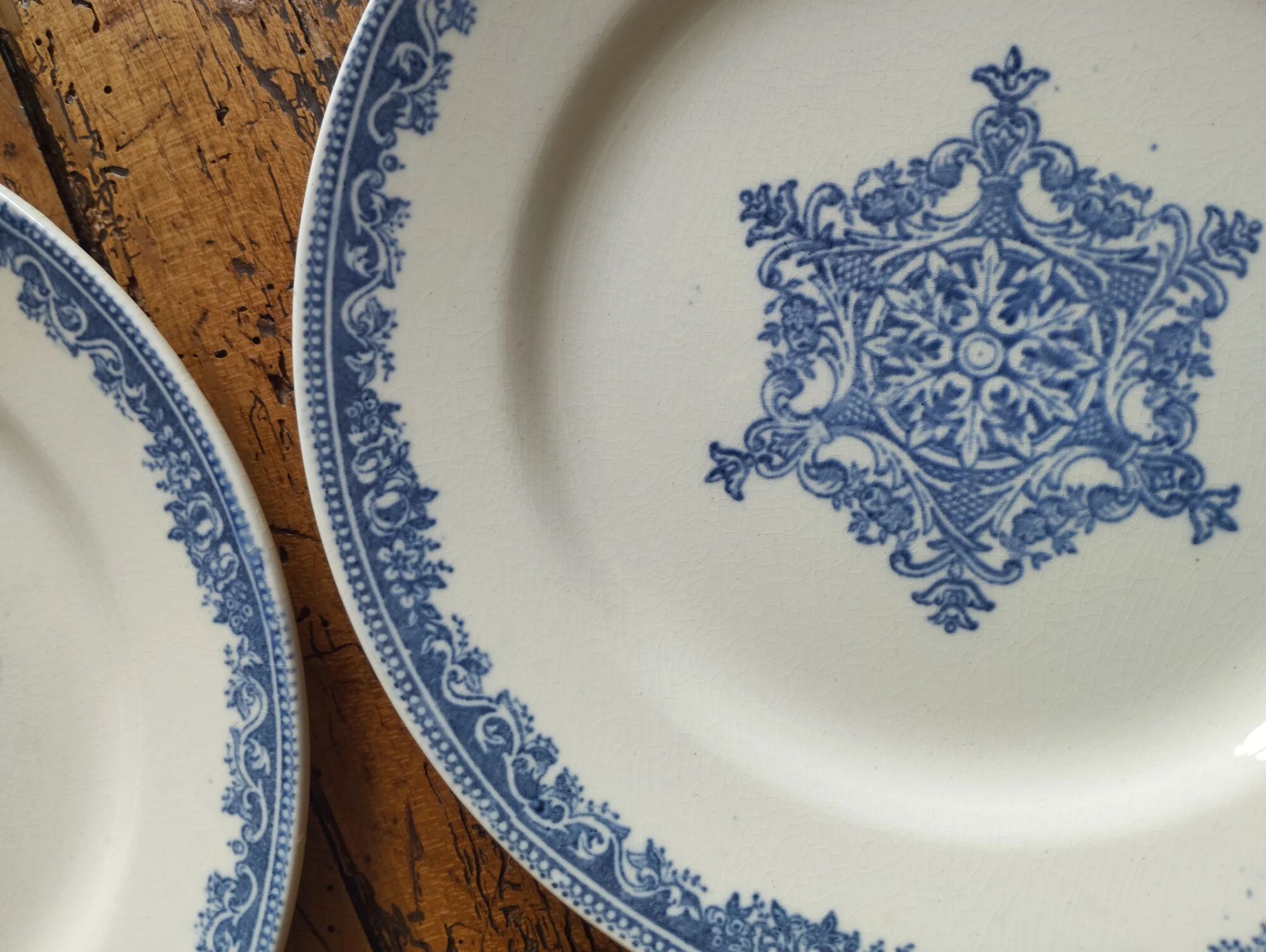 6 dessert plates ironstone J. Vieillard Bordeaux "Garland"