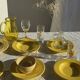 Set of 6 vintage yellow deep plates D22.5 H3.5