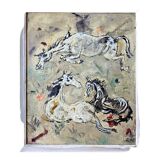 Painting Pierre Catton (1903) "The dance of the horses" HSP cf. B. Buffet + frame