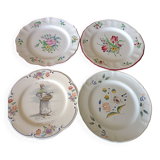 Four flat earthenware plates including 2 Luneville