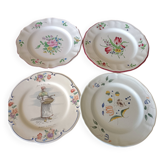 Four flat earthenware plates including 2 Luneville