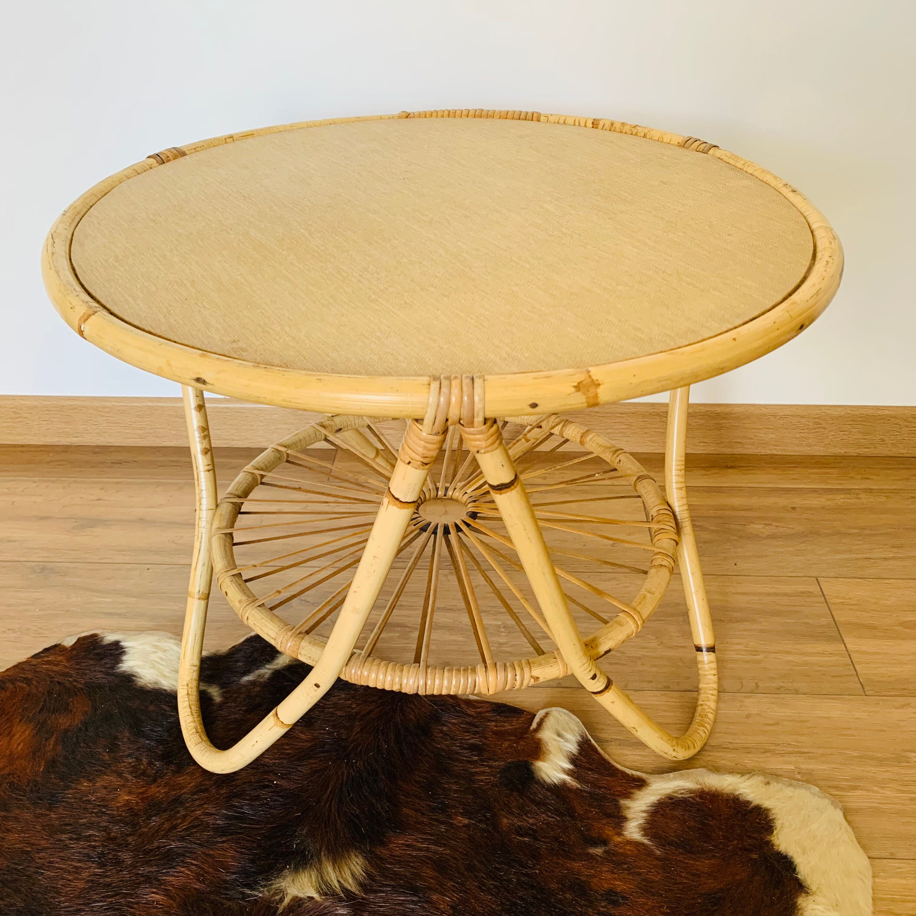 Rattan tripod coffee table