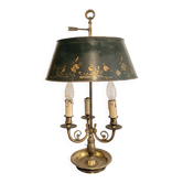 Lampe Bouillotte trois Bras Feu Abat Jour Tôle Vert Empire Directoire