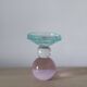 Sculptural candle holder in frosted pink and blue glass