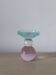 Sculptural candle holder in frosted pink and blue glass