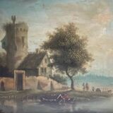 Small painting: oil on panel - lively landscape