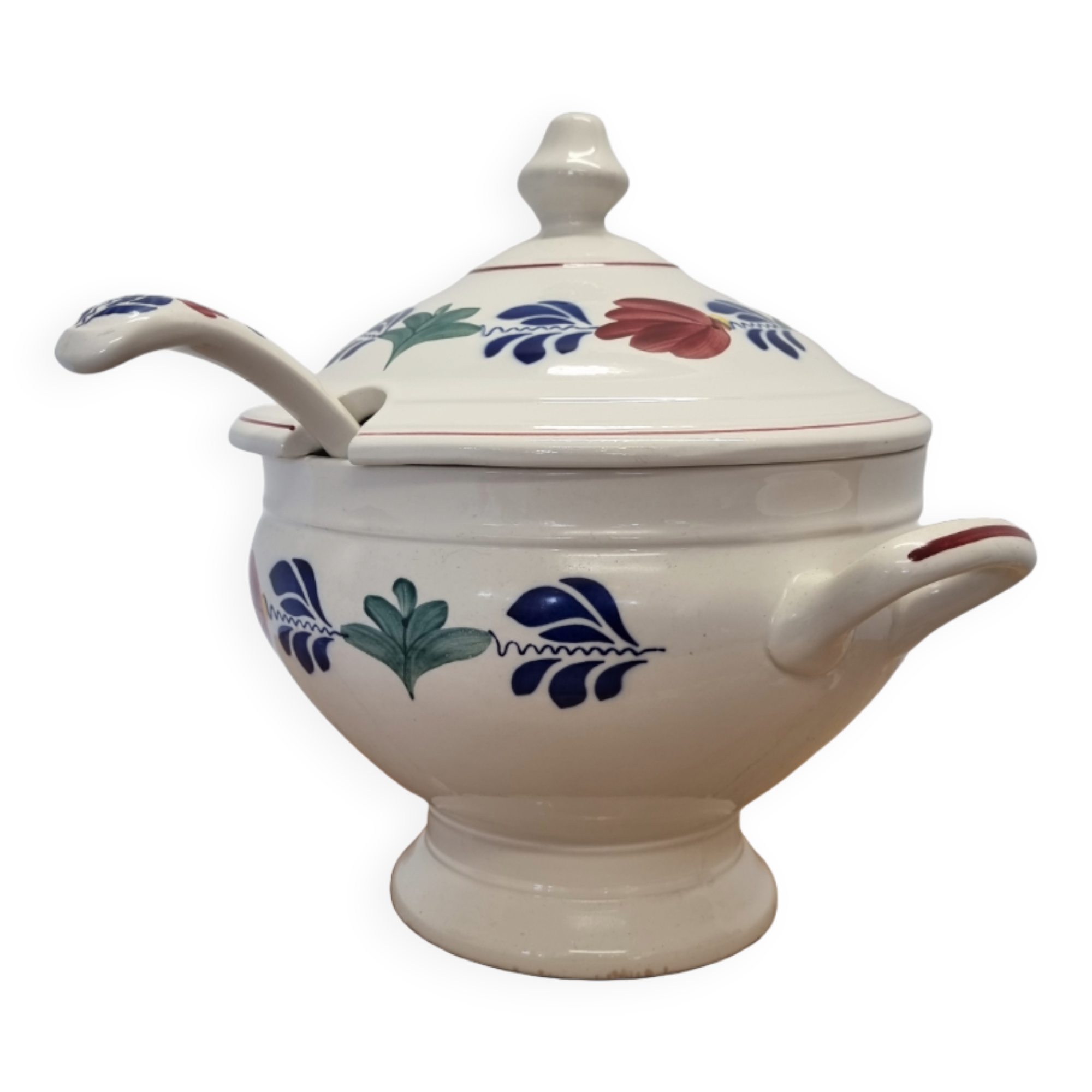 Ducht ceramic soup tureen with spoon by Boch, late 1900s