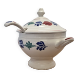 Ducht ceramic soup tureen with spoon by Boch, late 1900s