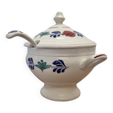 Ducht ceramic soup tureen with spoon by Boch, late 1900s