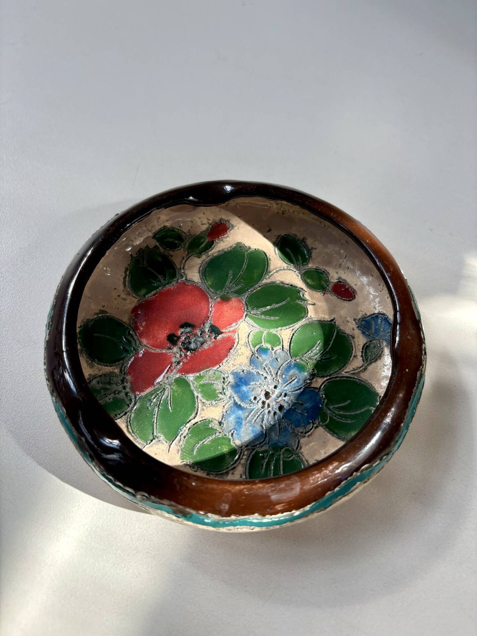 Bowl / trinket dish Vallauris with floral decoration – 1950s-60s