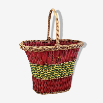 Panier en osier, années 60