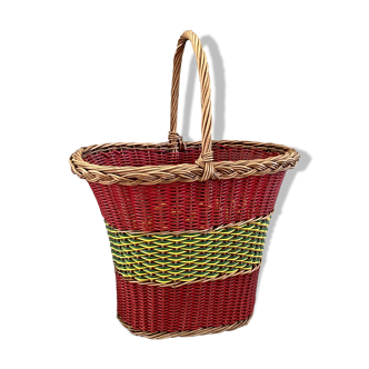 Panier en osier, années 60