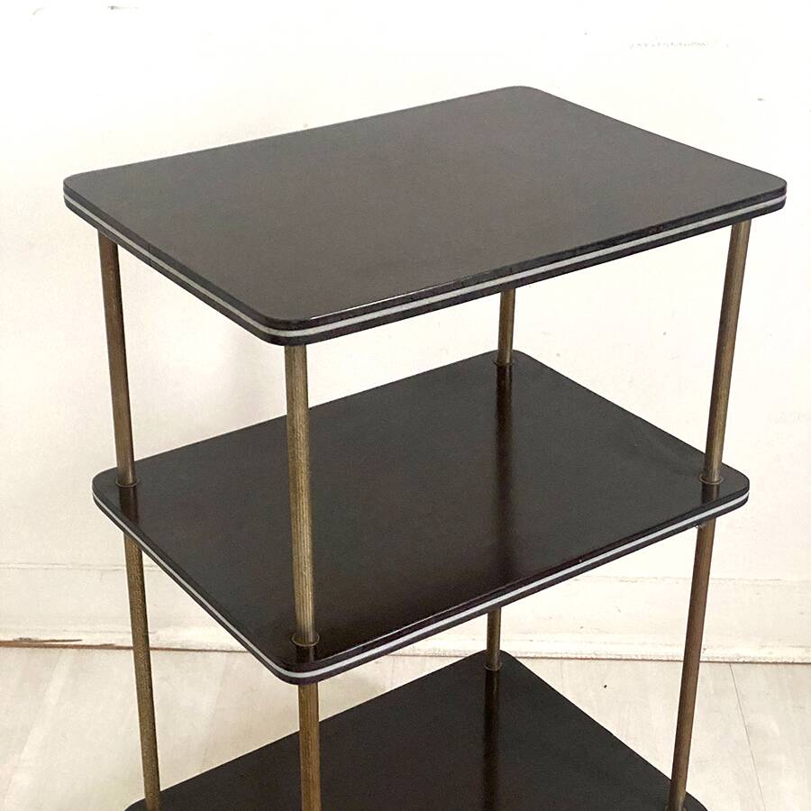Table d'appoint en laiton et mélaminé, années 50's