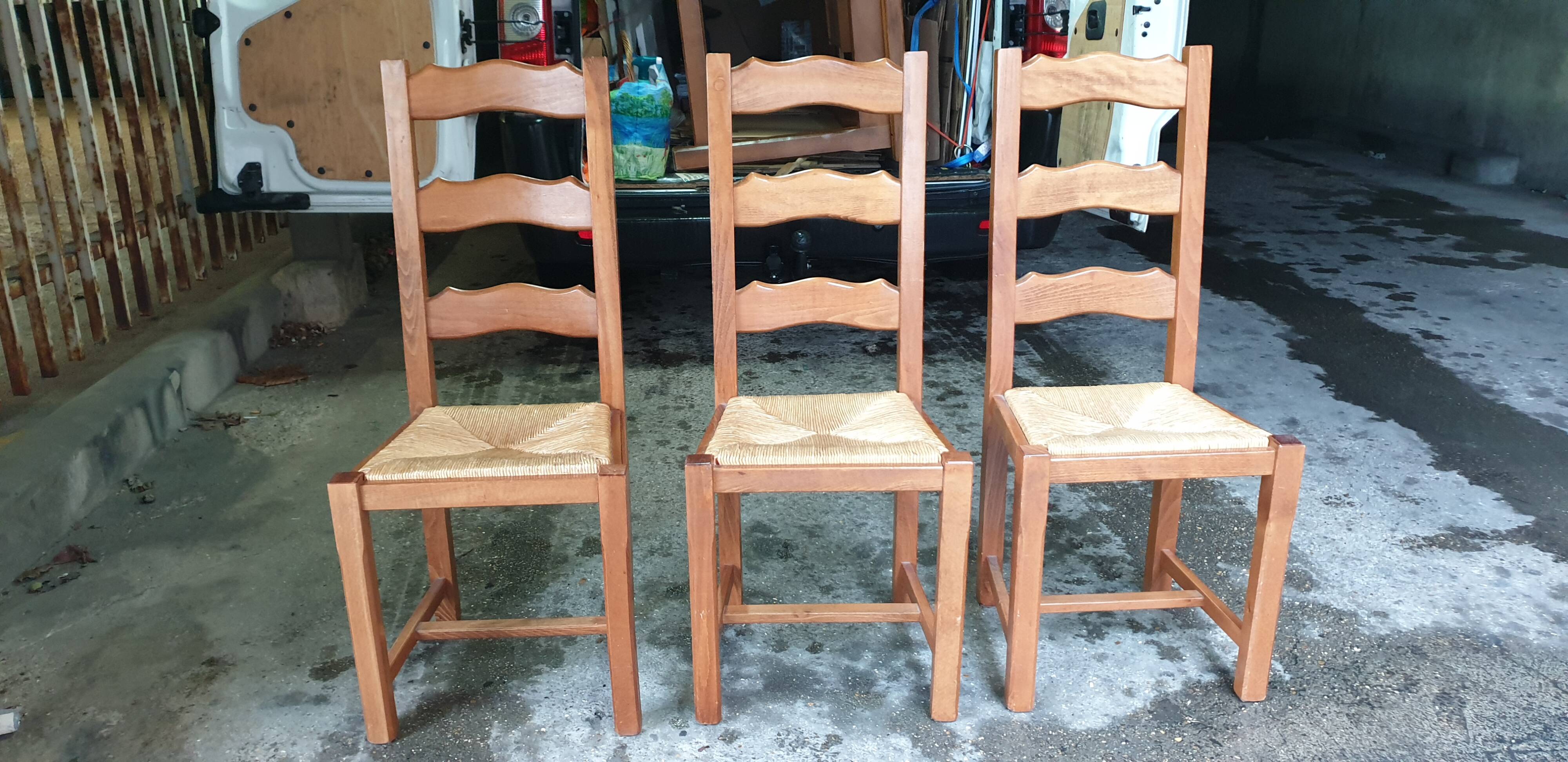 3 solid oak Paillé chairs