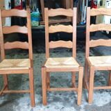 3 solid oak Paillé chairs