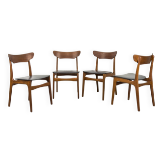 Chaises de salle à manger danoises en teck par Schionning & Elgaard, années 1960, lot de 4