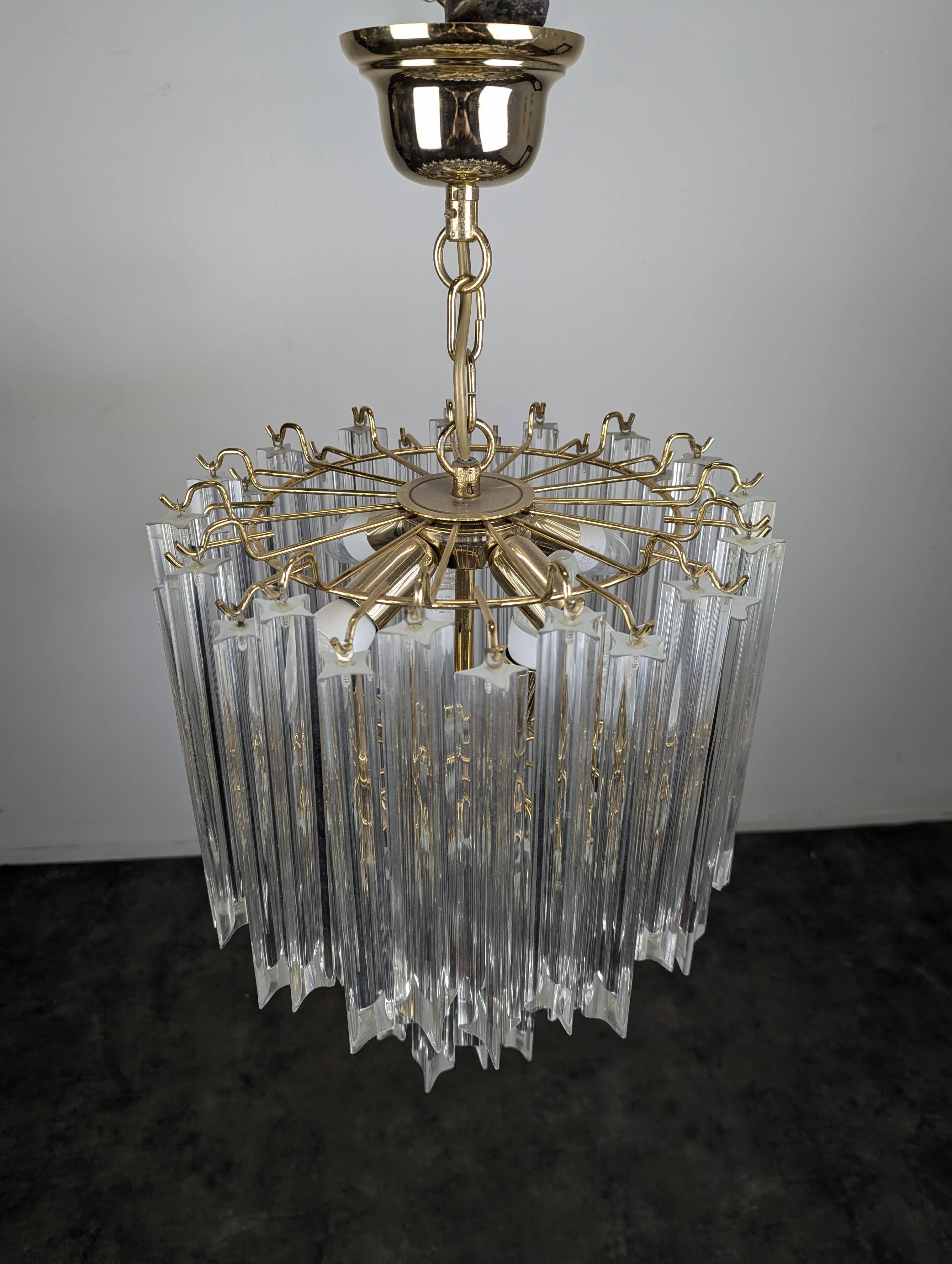 Brass and Murano chandelier by Venini by Novaresi