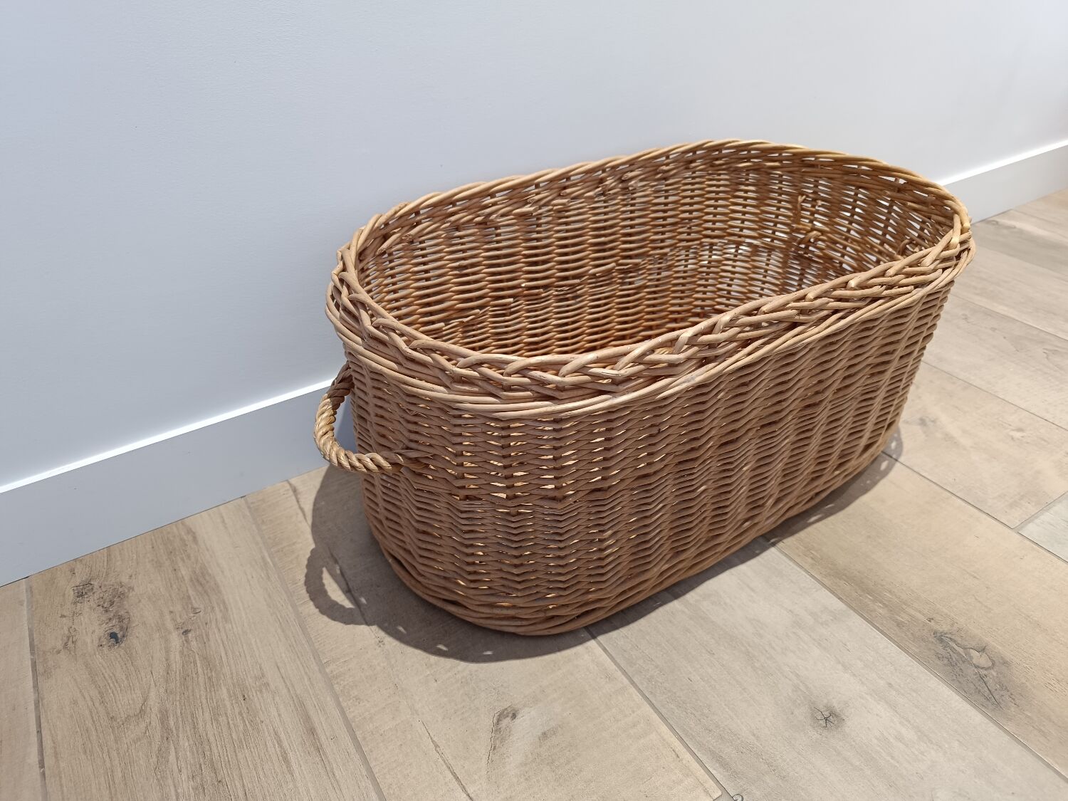 Vintage wicker rattan laundry basket