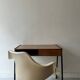Desk in wood and black metal design 1950