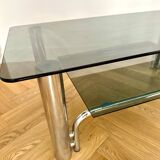 Chrome and smoked glass coffee table