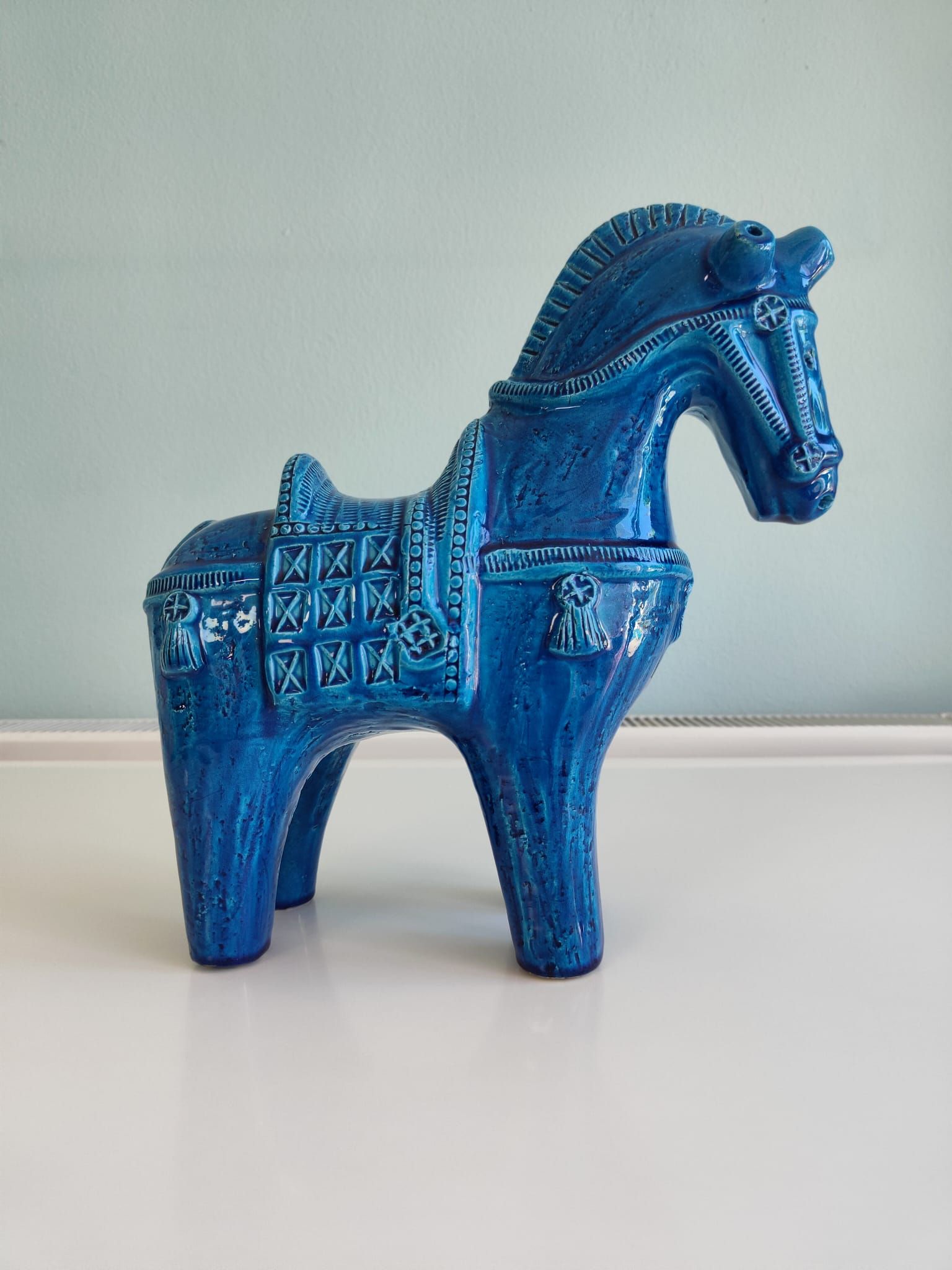 Bitossi Rimini Bleu 32cm cheval de Troie