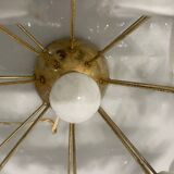 Lampe de table en verre de Murano blanc et laiton, années 1970