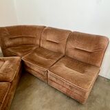 Old vintage modular corner sofa in designer velvet from the 70s/80s 4 elements