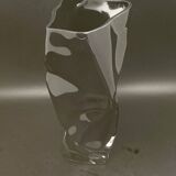 Black tinted glass vase with crumpled effect