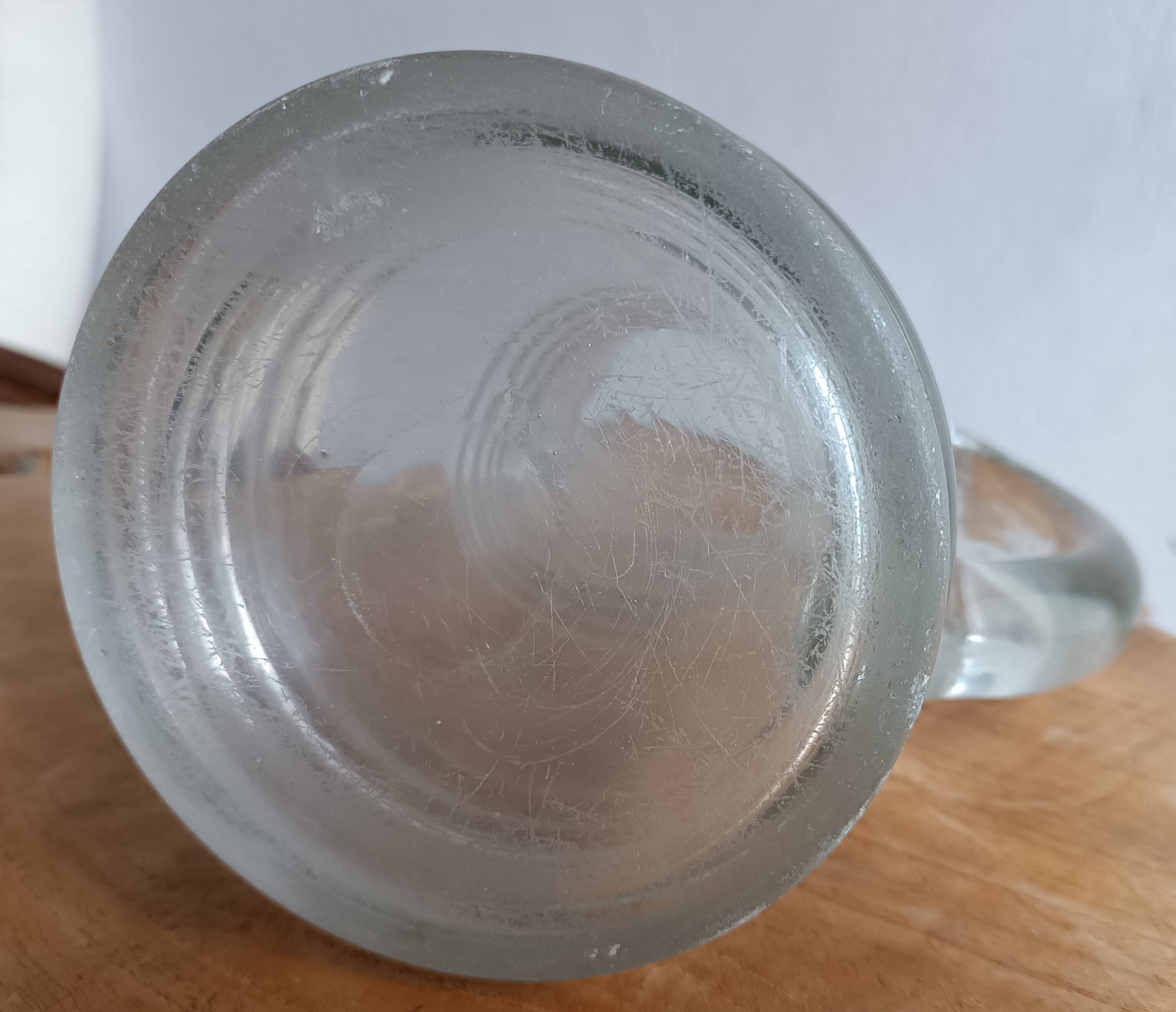 Large Normandy cider pitcher in blown glass, 19th century